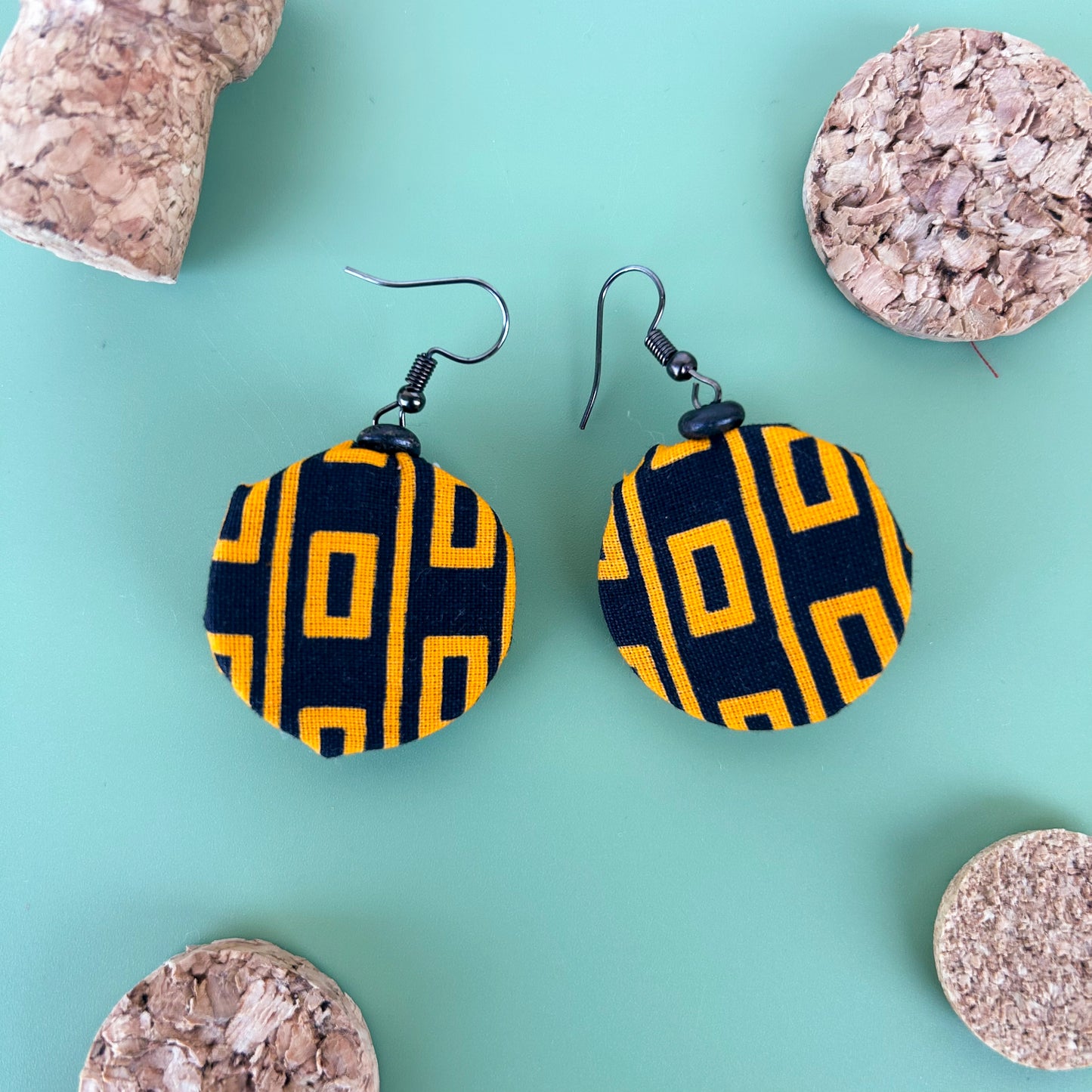 Boucles d'oreilles wax "orange et noir"