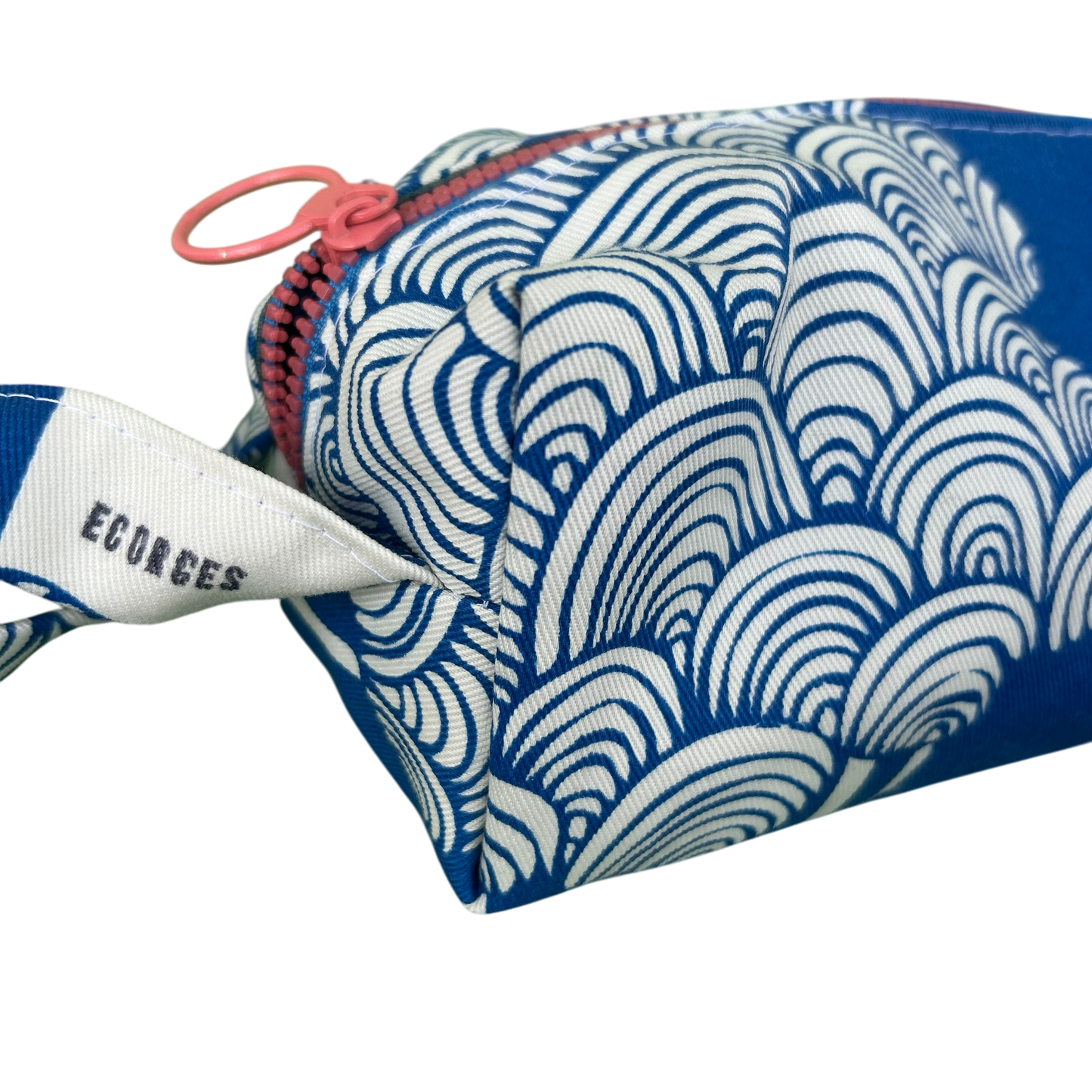 Trousse upcyclée de beau rideau bleu