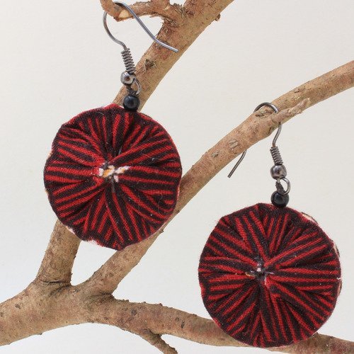 Boucles d'oreilles "fleurs / oeil"