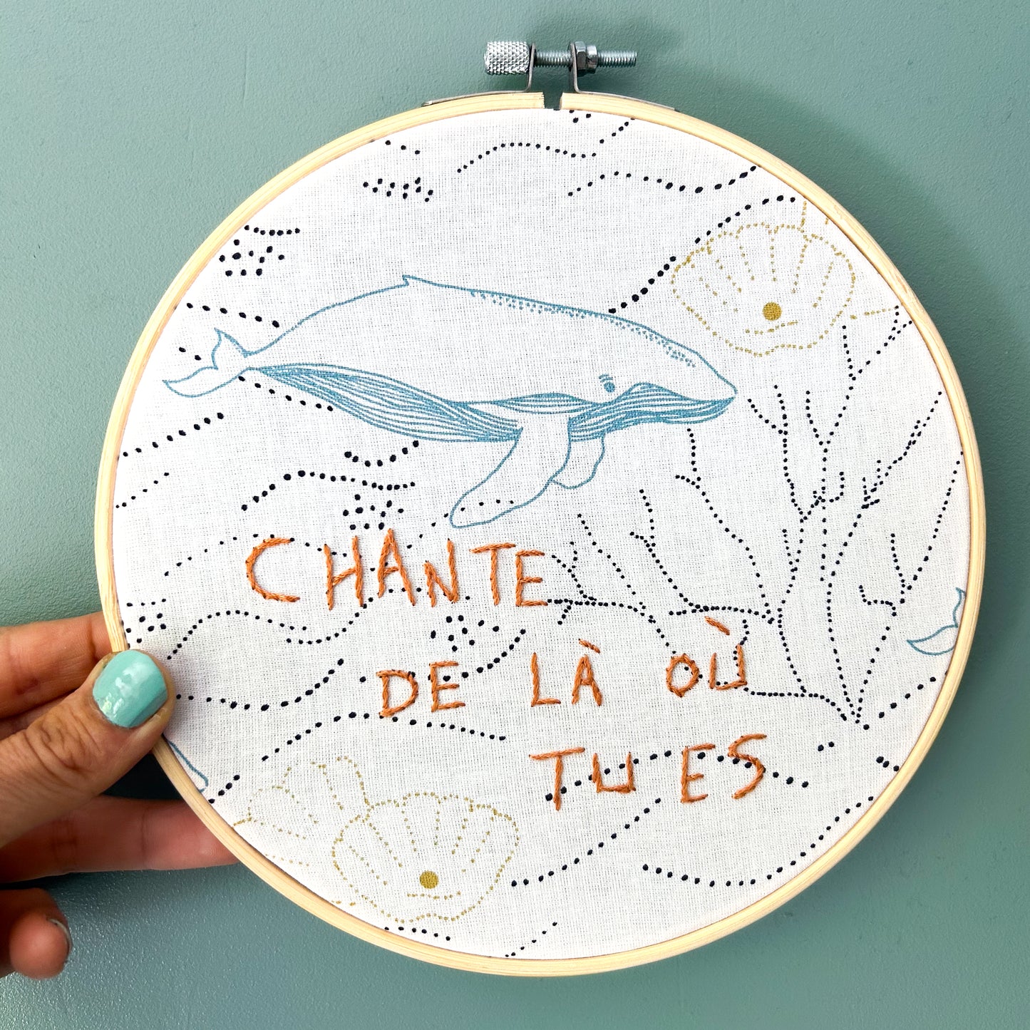 Déco brodée océan : Chante de là où tu es