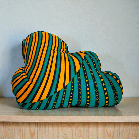 Coussin doux nuage "soleil disco" - wax et tissu tout doux