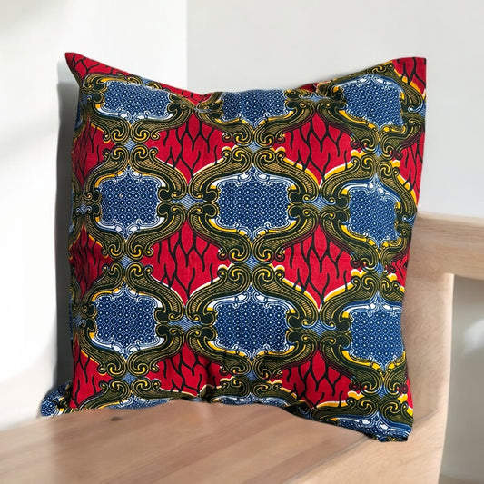 Housse de coussin - wax - fermeture portefeuille