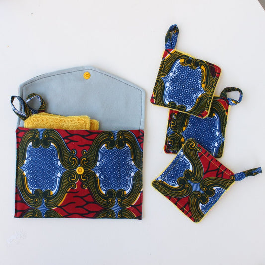 Lingettes lavables wax / bambou et leur pochette chic