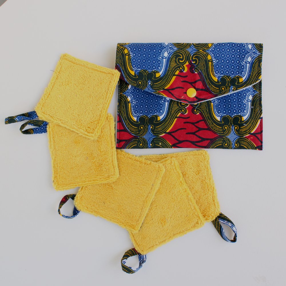 Lingettes lavables wax / bambou et leur pochette chic